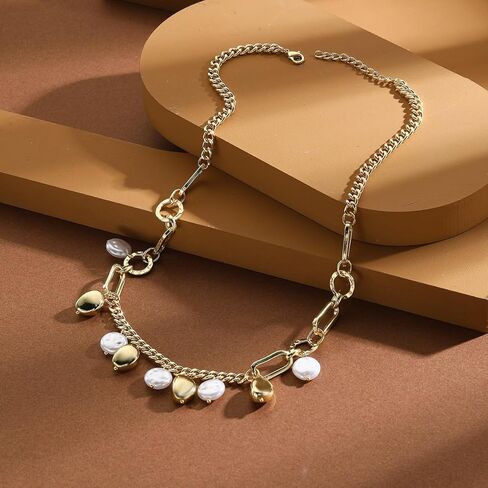 Pearl Choker Necklace for Women Statement Pearl Necklace Vintage Pearl Splice Necklace Adjustable Pearl Necklace Simple Pearl Jewelry Gift in Kuwait