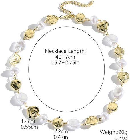 Pearl Choker Necklace for Women Statement Pearl Necklace Vintage Pearl Splice Necklace Adjustable Pearl Necklace Simple Pearl Jewelry Gift in Kuwait