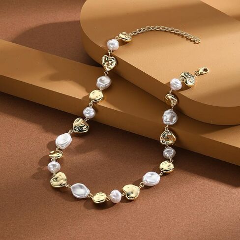 Pearl Choker Necklace for Women Statement Pearl Necklace Vintage Pearl Splice Necklace Adjustable Pearl Necklace Simple Pearl Jewelry Gift in Kuwait