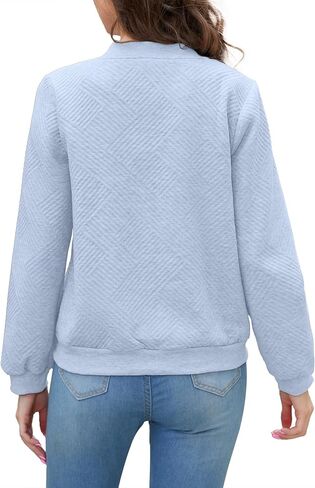 Womens Long Sleeve Zip Up Sweatshirts Jackets Full Zipper Lightweight Jacket Casual Loose Outwear Coat in Kuwait
