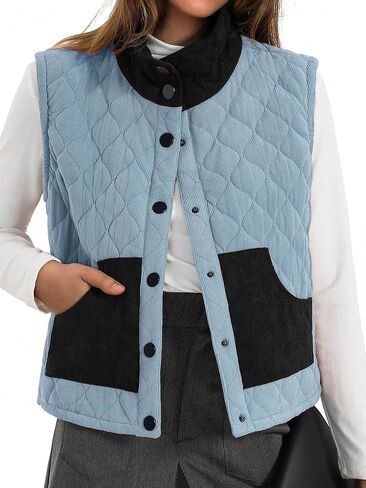 سترة منتفخة للنساء من Loemes موضة خريف 2024 وياقة واقفة بدون أكمام وأزرار سفلية معطف شتوي عصري ملابس خارجية in Kuwait