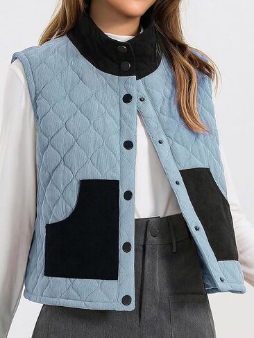 سترة منتفخة للنساء من Loemes موضة خريف 2024 وياقة واقفة بدون أكمام وأزرار سفلية معطف شتوي عصري ملابس خارجية in Kuwait