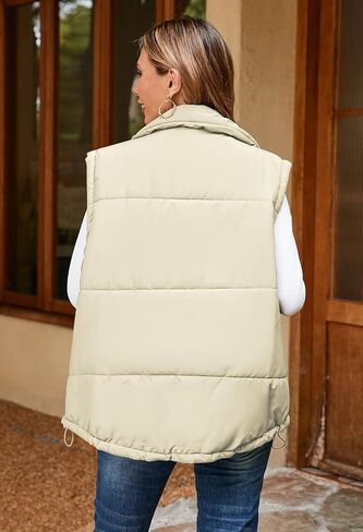 Pink Queen Womens Oversized Quilted Puffer Vest Casual Loose Sleeveless Stand Collar Zip Up Fall Winter Warm Outerwear Jacket in Kuwait