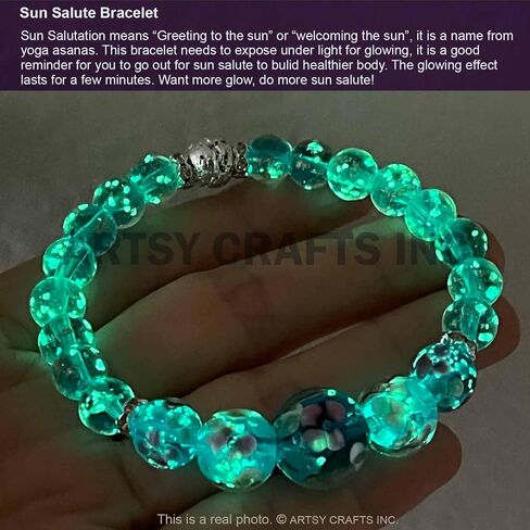 ARTSY Crafts Lily Garden Glow in the Dark Firefly Bead الأساور القلائد، مصنوعة يدويًا في الولايات المتحدة الأمريكية Murano Firefly Glass Jewelry، زهرة مضيئة الخرز حورية البحر كريستال سوار الإسورة in Kuwait