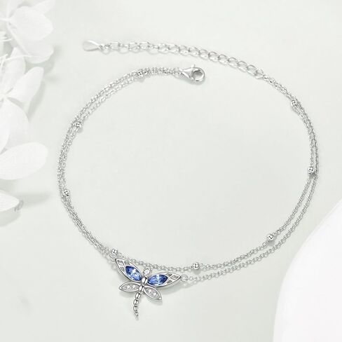 TIGER RIDER Dragonfly Anklet Sterling Silver Dragonfly Gifts Jewelry for Women with Crystal Birthday Anniversary in Kuwait