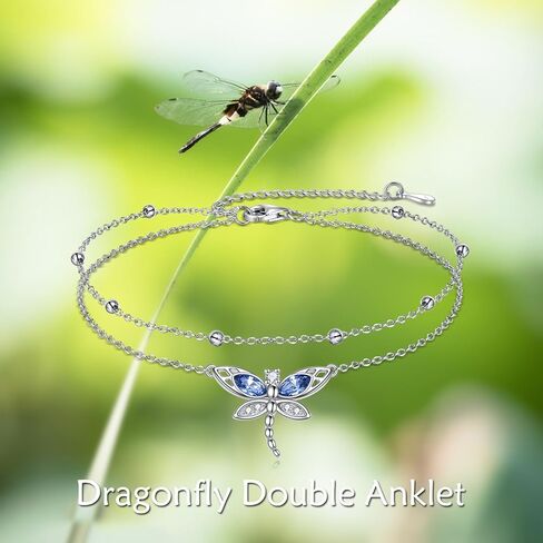 TIGER RIDER Dragonfly Anklet Sterling Silver Dragonfly Gifts Jewelry for Women with Crystal Birthday Anniversary in Kuwait