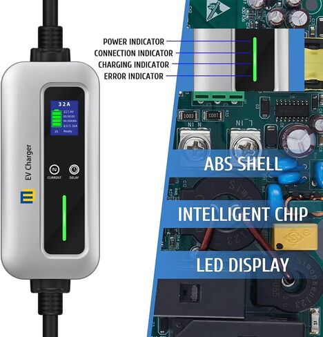 شاحن MW المستوى 2 EV شاحن محمول EV لشحن المركبات الكهربائية، شاحن EV المستوى 1 مع كابل 5 أمتار، محطة شحن EV المنزلية Nema 14-50 Plug، J1772 محول شاحن 100V-240V 32Amp in Kuwait