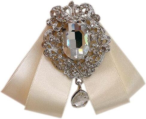 Ribbon Bow Brooch Rhinestone Pre-Tied Bow tie for Women Men Bowknot Neck Tie Wedding Party Christmas Gifts Ceremony in Saudi Arabia