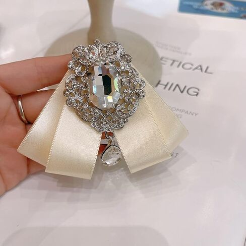 Ribbon Bow Brooch Rhinestone Pre-Tied Bow tie for Women Men Bowknot Neck Tie Wedding Party Christmas Gifts Ceremony in Saudi Arabia
