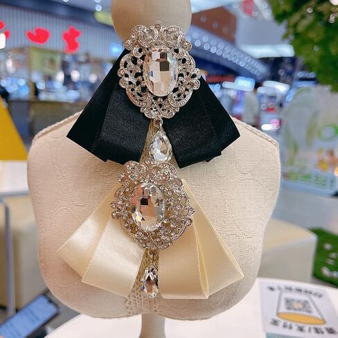 Ribbon Bow Brooch Rhinestone Pre-Tied Bow tie for Women Men Bowknot Neck Tie Wedding Party Christmas Gifts Ceremony in Saudi Arabia