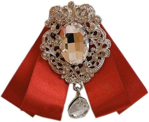 Ribbon Bow Brooch Rhinestone Pre-Tied Bow tie for Women Men Bowknot Neck Tie Wedding Party Christmas Gifts Ceremony in Saudi Arabia