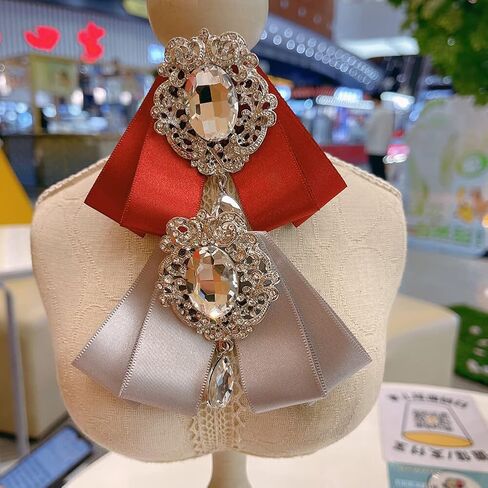 Ribbon Bow Brooch Rhinestone Pre-Tied Bow tie for Women Men Bowknot Neck Tie Wedding Party Christmas Gifts Ceremony in Saudi Arabia
