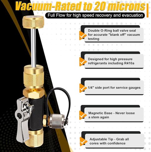 أداة إزالة صمام MGAVCT 1/4 بوصة MegaFlow HVAC تحل محل أداة إزالة قلب صمام appion للتركيبات القياسية 1/4 بوصة، مصنفة بالفراغ إلى 20 ميكرون، استبدال مجاني لمدة خمس سنوات in Saudi Arabia