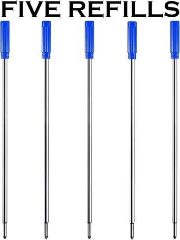 HeTaoCat Red Ink Refill Pack of 5, Replaceable Ballpoint Pen Refills, Medium Point Metal Refil (Black) in Saudi Arabia