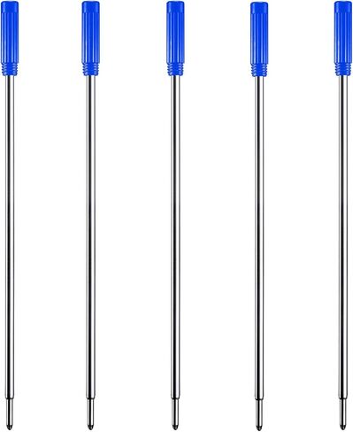 HeTaoCat Red Ink Refill Pack of 5, Replaceable Ballpoint Pen Refills, Medium Point Metal Refil (Black) in Saudi Arabia
