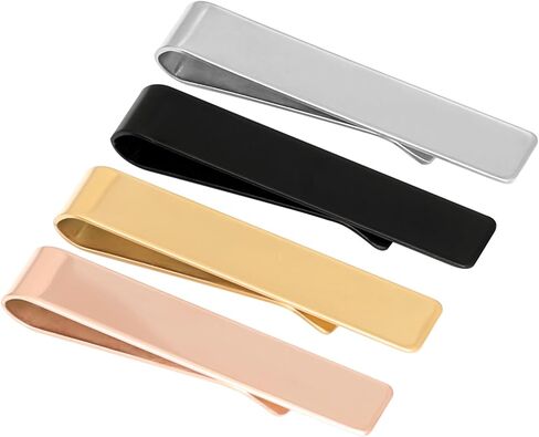 4 قطع مشابك ربطات عنق للرجال مقاس 1.9 بوصة من الفولاذ المقاوم للصدأ مجموعة مشابك ربطات عنق للذكرى السنوية للزفاف وعيد الحب وحفلات الكريسماس وهدية يومية للأب والزوج والأخ in Kuwait