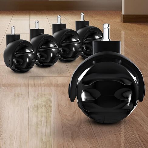 مجموعة عجلات عجلات كرسي المكتب مكونة من 5 قطع - بديلة لسجادة كراسي المكتب آمنة لجميع الأرضيات بما في ذلك الخشب الصلب - استبدال المطاط 2 بوصة - ناعمة وصامتة - حجم عالمي (11 × 22 مم) - أسود in Kuwait