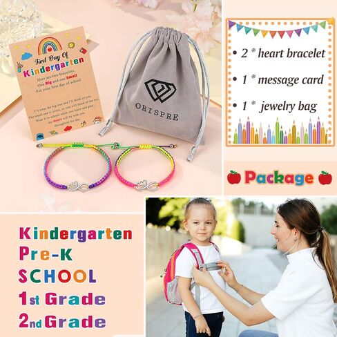 Love Infinite Rainbow Bracelets- Kindergarten Pre K 1st 2nd Grade Back to School Mommy and Me Mom Daughter Gifts in Kuwait