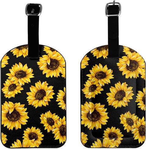 Beautiful Sunflower Luggage Tag for Suitcases, Cute Sunflower Leather Tags, Summer Travel Birthday Gift for Women Men Girl Boy, 1 Pack in Saudi Arabia