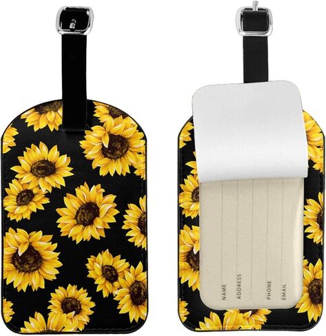Beautiful Sunflower Luggage Tag for Suitcases, Cute Sunflower Leather Tags, Summer Travel Birthday Gift for Women Men Girl Boy, 1 Pack in Saudi Arabia