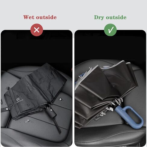 Inverted Automatic Umbrella with Carabiner Handle well built Large Strong windproof Umbrella with reflective strip design easy folded down and compact umbrella for Men Women in Saudi Arabia