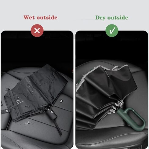 Inverted Automatic Umbrella with Carabiner Handle well built Large Strong windproof Umbrella with reflective strip design easy folded down and compact umbrella for Men Women in Saudi Arabia