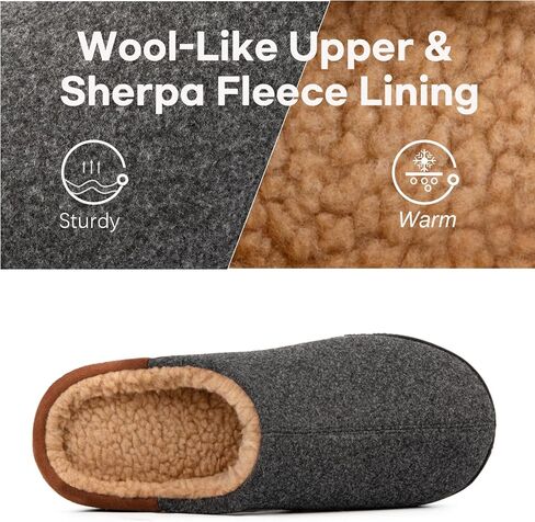 LongBay Men's Fuzzy Sherpa Lined Slippers Warm Memory Foam Non-slip Slippers Slip-on House Shoes for Indoor Outdoor in Saudi Arabia