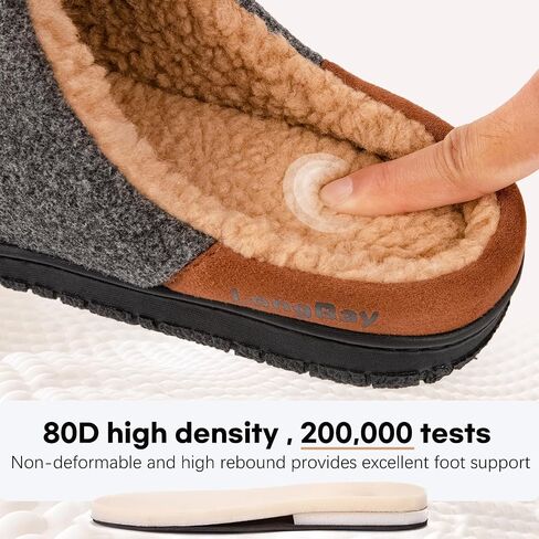 LongBay Men's Fuzzy Sherpa Lined Slippers Warm Memory Foam Non-slip Slippers Slip-on House Shoes for Indoor Outdoor in Saudi Arabia