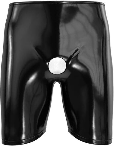 Men's Shiny Leather Boxer, Sexy Open Crotch, Comfort Stretch Waistband, Glossy PU Leather in Saudi Arabia