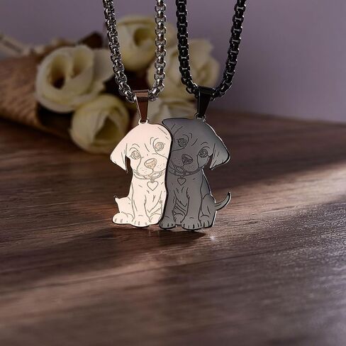 Dog Couples Necklace Cute Dog Sitting Puzzle Matching Necklaces Gift for Valentine's Day in Saudi Arabia