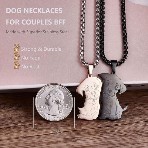 Dog Couples Necklace Cute Dog Sitting Puzzle Matching Necklaces Gift for Valentine's Day in Saudi Arabia