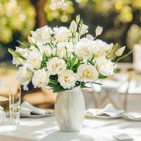 10PCS Lifelike Silk Flowers Artificial Flowers Indoor Fake Lisianthus Flower Table Centerpiece Faux Flowers Fake Eustoma Flower Long Stem Faux Flowers for Wedding Home Decor in Saudi Arabia