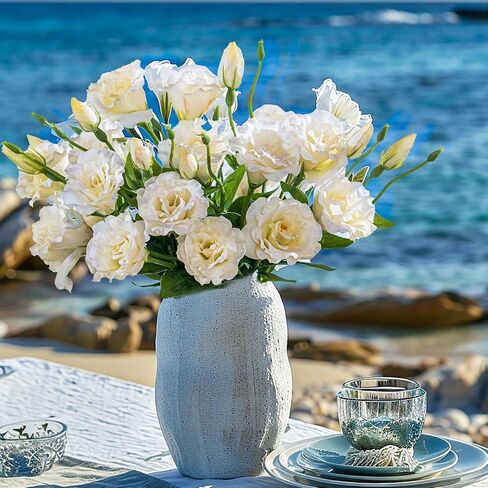 10PCS Lifelike Silk Flowers Artificial Flowers Indoor Fake Lisianthus Flower Table Centerpiece Faux Flowers Fake Eustoma Flower Long Stem Faux Flowers for Wedding Home Decor in Saudi Arabia