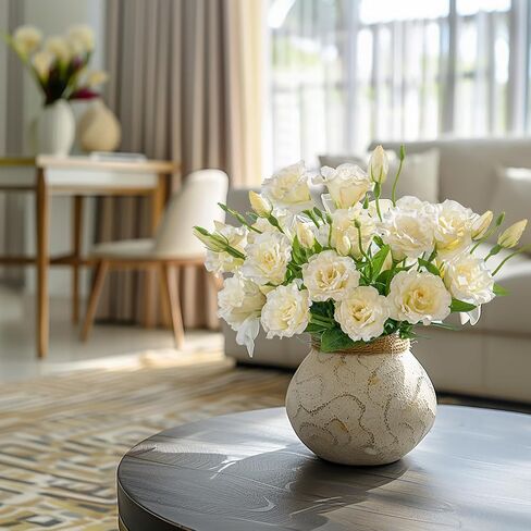 10PCS Lifelike Silk Flowers Artificial Flowers Indoor Fake Lisianthus Flower Table Centerpiece Faux Flowers Fake Eustoma Flower Long Stem Faux Flowers for Wedding Home Decor in Saudi Arabia