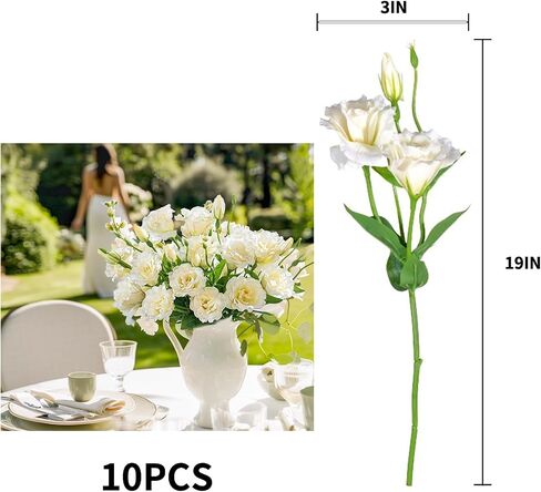 10PCS Lifelike Silk Flowers Artificial Flowers Indoor Fake Lisianthus Flower Table Centerpiece Faux Flowers Fake Eustoma Flower Long Stem Faux Flowers for Wedding Home Decor in Saudi Arabia