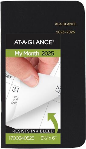 AT-A-GLANCE 2025-2026 Planner, 3-1/2" x 6", Pocket Size, 2 Year Monthly Planner, Black (700240525) in Saudi Arabia