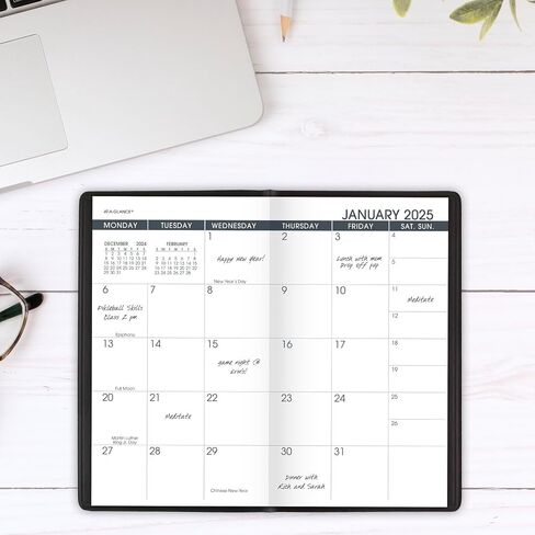AT-A-GLANCE 2025-2026 Planner, 3-1/2" x 6", Pocket Size, 2 Year Monthly Planner, Black (700240525) in Saudi Arabia
