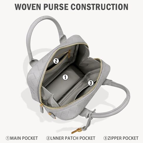 Woven Bag for Women, Top Handle Satchel Handbag Crossbody Bag PU Leather Shoulder Bag Woven Purses for Women in Saudi Arabia