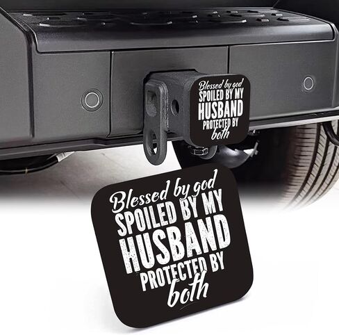 Trailer Hitch Cover, Blessed by God Spoiled by My Husband 2 Inch Hitch Plug Covers Hitch Cover Tube Rubber Towing, Square Receiver Plug Cap for Cars Suvs Trucks in Saudi Arabia
