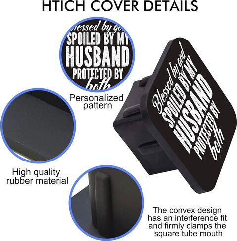 Trailer Hitch Cover, Blessed by God Spoiled by My Husband 2 Inch Hitch Plug Covers Hitch Cover Tube Rubber Towing, Square Receiver Plug Cap for Cars Suvs Trucks in Saudi Arabia