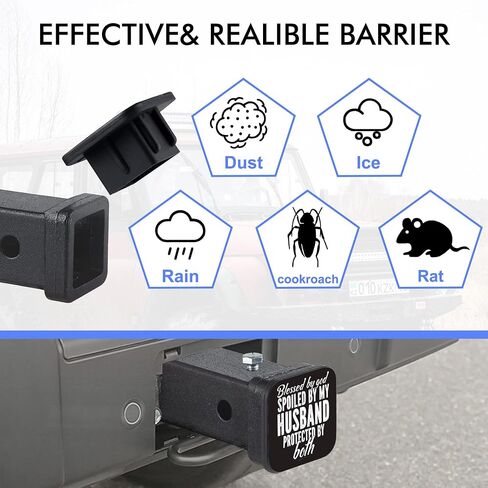 Trailer Hitch Cover, Blessed by God Spoiled by My Husband 2 Inch Hitch Plug Covers Hitch Cover Tube Rubber Towing, Square Receiver Plug Cap for Cars Suvs Trucks in Saudi Arabia