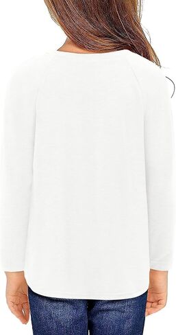 storeofbaby Girls Casual Long Sleeve Shirts Round Neck Tops Loose Fit Tunic Blouses in Saudi Arabia