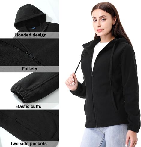 GIMECEN Women's Soft Polar Fleece Jacket Full Zip Hoodies Long Sleeve Sweatshirts Casual Hooded Outerwear in Saudi Arabia