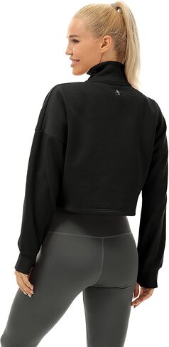 بلوفر نسائي مبطن بالصوف نصف سحاب من icyzone مع جيوب، سترة رياضية كبيرة الحجم دافئة in Kuwait