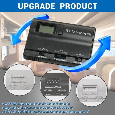 83303862 ترموستات رقمي RV، ترموستات جداري للحرارة/البرودة T-Stat متوافق مع كولمان ماخ 8330-336 337 338 339 368 386 مكيف هواء، ترموستات غير قابل للاستبدال، أسود in Saudi Arabia