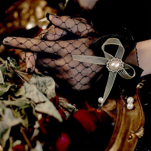 Lace Gloves Women Elegant Short Gloves with Bow Tea Party Wedding Party Opera Dinner Gloves in Saudi Arabia