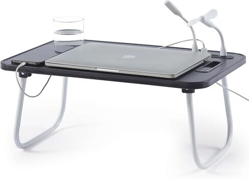 Nestl Lap Desk for Laptop - Foldable Laptop Desk for Bed and Couch, Portable and Lightweight Laptop Stand for Bed Breakfast, Working, Reading, and Writing, Lap Table with USB Ports, Small Laptop Tray in Kuwait