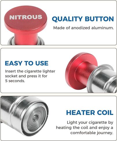 Car Cigarette Lighter,Car Lighter,Car Accessories Fire Missile Cigarette Lighter Plug,Eject Button Cigarette Lighter,12V Anodized Aluminum Cigarette Lighter for Most Car Truck (Eject) in Saudi Arabia