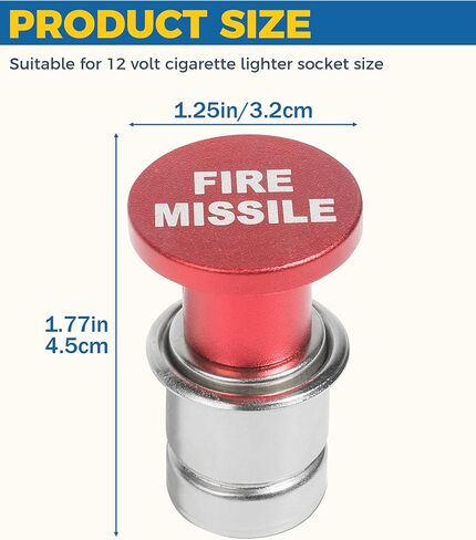 Car Cigarette Lighter,Car Lighter,Car Accessories Fire Missile Cigarette Lighter Plug,Eject Button Cigarette Lighter,12V Anodized Aluminum Cigarette Lighter for Most Car Truck (Eject) in Saudi Arabia