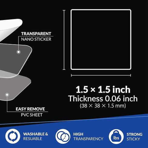 Nano Tape Sticker 20 pieces – Square 1.5" x 1.5" Gel Tape Nano Tape Adhesive Double Sided Tape Stickies, Multipurpose Removable Washable Adhesive Transparent Sticker for Carpet, Photo Frame in Kuwait